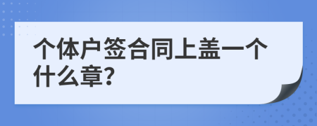 个体户签合同上盖一个什么章？