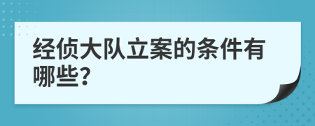 经侦大队立案的条件有哪些？