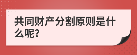 共同财产分割原则是什么呢？