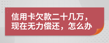 信用卡欠款二十几万，现在无力偿还，怎么办