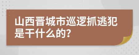 山西晋城市巡逻抓逃犯是干什么的？