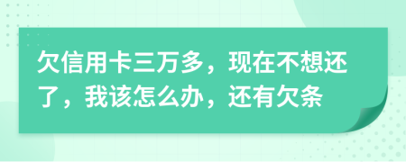 欠信用卡三万多，现在不想还了，我该怎么办，还有欠条