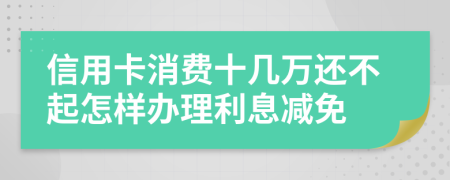 信用卡消费十几万还不起怎样办理利息减免