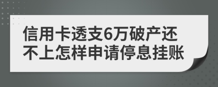 信用卡透支6万破产还不上怎样申请停息挂账