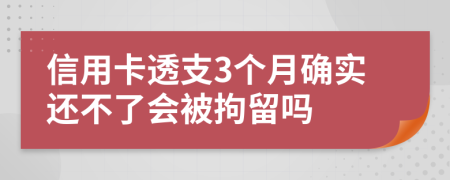 信用卡透支3个月确实还不了会被拘留吗