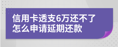 信用卡透支6万还不了怎么申请延期还款