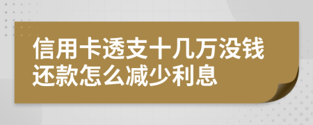 信用卡透支十几万没钱还款怎么减少利息