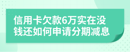 信用卡欠款6万实在没钱还如何申请分期减息