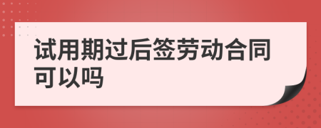 试用期过后签劳动合同可以吗