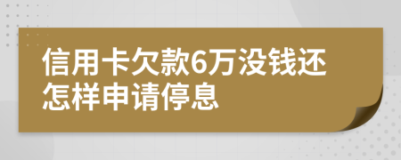 信用卡欠款6万没钱还怎样申请停息