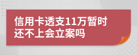 信用卡透支11万暂时还不上会立案吗