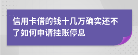 信用卡借的钱十几万确实还不了如何申请挂账停息