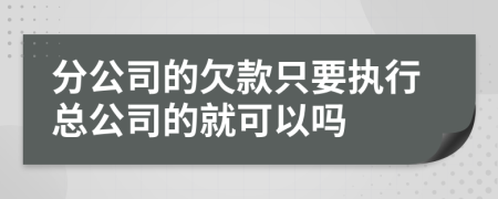 分公司的欠款只要执行总公司的就可以吗