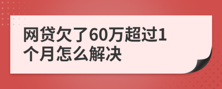 网贷欠了60万超过1个月怎么解决