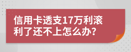 信用卡透支17万利滚利了还不上怎么办？