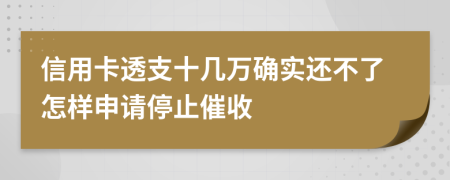 信用卡透支十几万确实还不了怎样申请停止催收