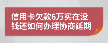 信用卡欠款6万实在没钱还如何办理协商延期