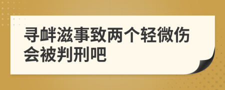 寻衅滋事致两个轻微伤会被判刑吧