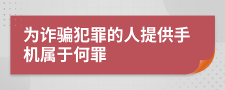 为诈骗犯罪的人提供手机属于何罪