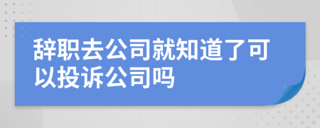 辞职去公司就知道了可以投诉公司吗