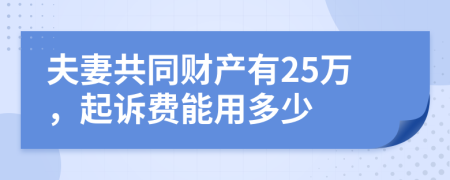 夫妻共同财产有25万，起诉费能用多少