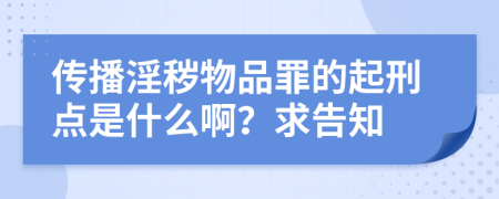 传播淫秽物品罪的起刑点是什么啊？求告知