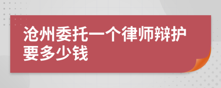 沧州委托一个律师辩护要多少钱