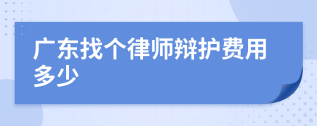 广东找个律师辩护费用多少