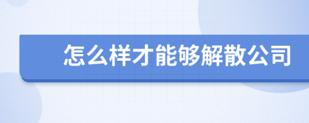 怎么样才能够解散公司