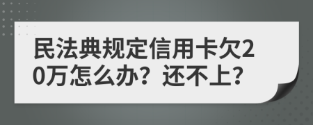 民法典规定信用卡欠20万怎么办？还不上？