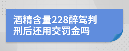 酒精含量228醉驾判刑后还用交罚金吗