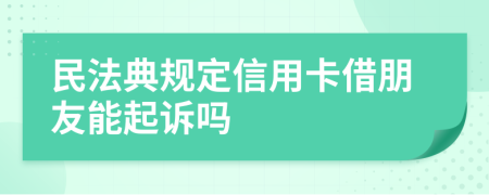 民法典规定信用卡借朋友能起诉吗