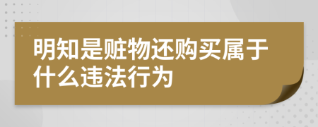 明知是赃物还购买属于什么违法行为