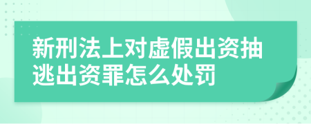 新刑法上对虚假出资抽逃出资罪怎么处罚