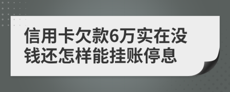 信用卡欠款6万实在没钱还怎样能挂账停息