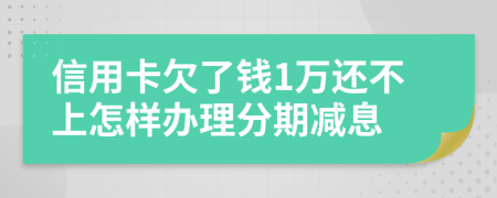 信用卡欠了钱1万还不上怎样办理分期减息