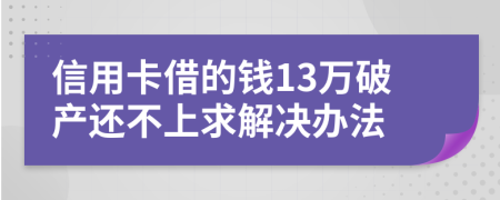 信用卡借的钱13万破产还不上求解决办法