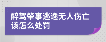 醉驾肇事逃逸无人伤亡该怎么处罚