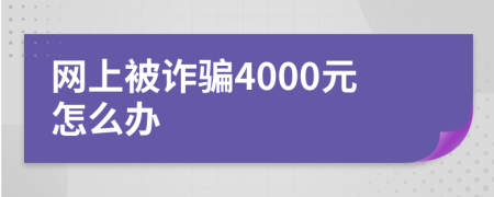 网上被诈骗4000元怎么办