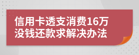 信用卡透支消费16万没钱还款求解决办法