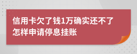信用卡欠了钱1万确实还不了怎样申请停息挂账