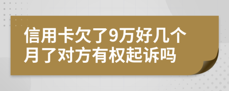 信用卡欠了9万好几个月了对方有权起诉吗