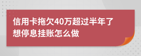 信用卡拖欠40万超过半年了想停息挂账怎么做