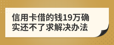 信用卡借的钱19万确实还不了求解决办法