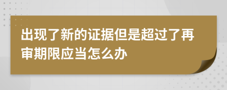 出现了新的证据但是超过了再审期限应当怎么办