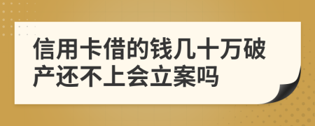 信用卡借的钱几十万破产还不上会立案吗