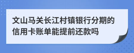 文山马关长江村镇银行分期的信用卡账单能提前还款吗