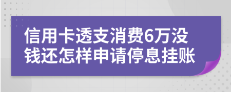 信用卡透支消费6万没钱还怎样申请停息挂账