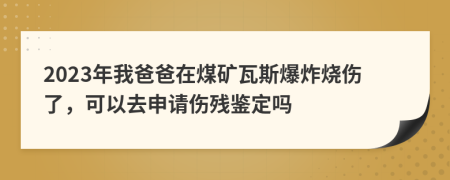 2023年我爸爸在煤矿瓦斯爆炸烧伤了，可以去申请伤残鉴定吗