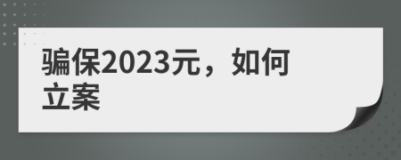 骗保2023元，如何立案